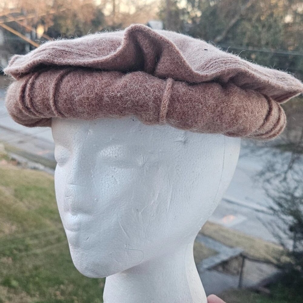 Chitral Hat Cap Wool Warm Winter Round Hat Traditional Ethnic Topi Salmon Tone